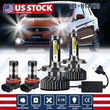 For Mitsubishi Mirage 2014-2019 Led Headlight Highlow Fog Lights 4x Bulbs Kit For Mitsubishi Mirage 2014-2019 Led Headlight Highlow Fog Lights 4x Bulbs Kit