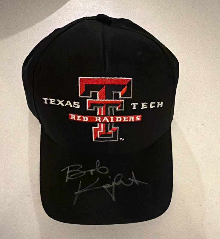 Texas Tech Red Raiders Autographed Flexfit Cap Hat Black 100% Cotton Bob Knight