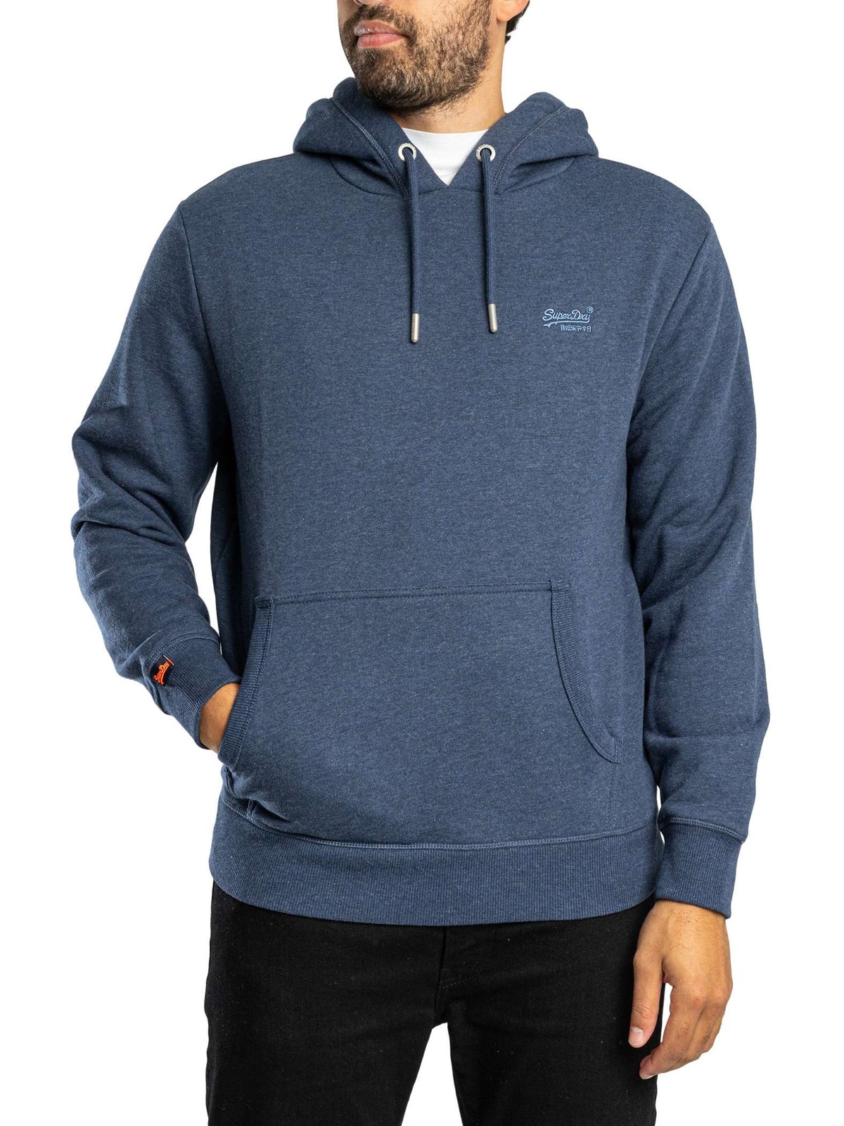 Superdry Essential Logo Pullover Hoodie, Sailor Blue Marl - XXL