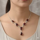 Mozambique Garnet Gemstone 925 Sterling Silver Necklace 18" e860