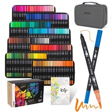 200 Colors Markers for Adult Coloring Books No Bleeding - Duo Tip Art Pens, F...