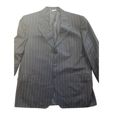 Brioni Suit Jacket Neiman Marcus Navy Blue White Pinstripe Hand Tailored Italy