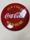 Vintage Iconic Ice Cold Coca Cola Sold Here Button Sign Soda 18" Heavy Duty