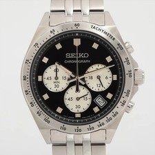Seiko SBTR047 Men's Chronograph Quartz Watch Black Dial Stainless Steel