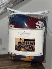 Home Classics King Size Winter Story Quilt  Shams Christmas Snowman Holiday