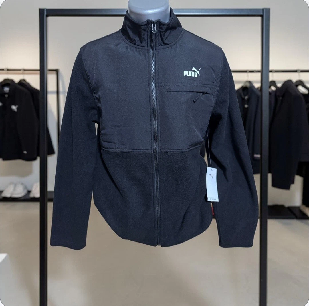 Puma @ Polar Fleece Jacket Woven Vest - Black - Full Zip Chest Pocket Size L