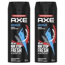 2 Pack Axe Adrenaline Mens Deodorant Body Spray, 150ml/5.07 oz