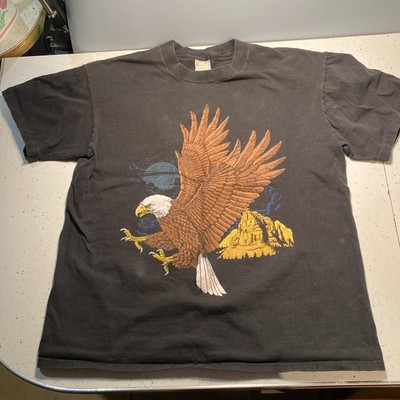 Vintage Harley Davidson Shirt Large Black Eagle Wolf Moon Pullover USA Made Y2K