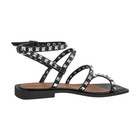 Women Square Open Toe Ankle Strap Flat Sandals Rivets Studded Fashion Shoes US10 — photo 2