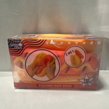 Squishy Hot Dog Squeezy Fidget Toy Sunny Days 2-in-1 Hotdog Stress Relief Viral
