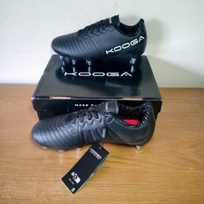 KooGa Power Rugby Boots Size 7.5 Black Soft Ground Metal Studs Football Boots