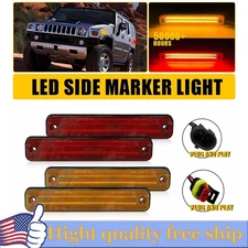 For 2003-2009 HUMMER H2 LED Side Marker Light Front Rear Set Amber Red 4X S