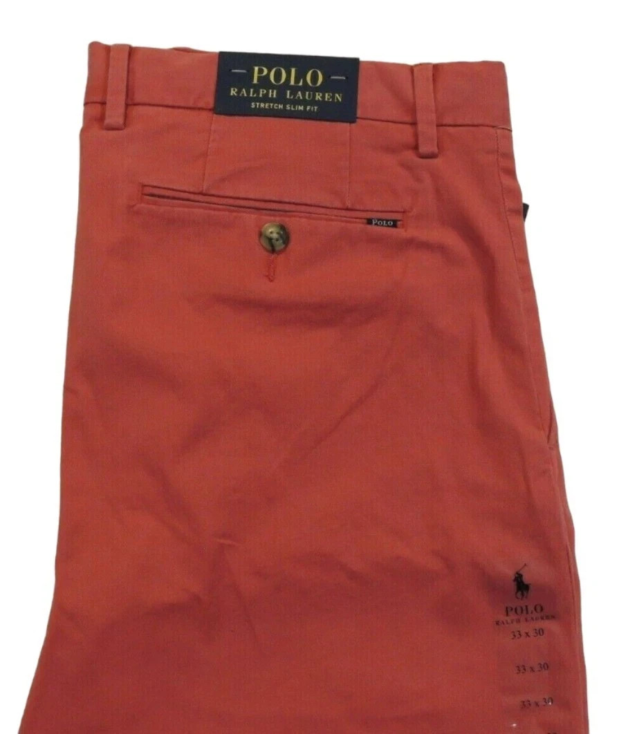 Polo Ralph Lauren Mens Nantucket Red Flat-front Slim Fit Chino