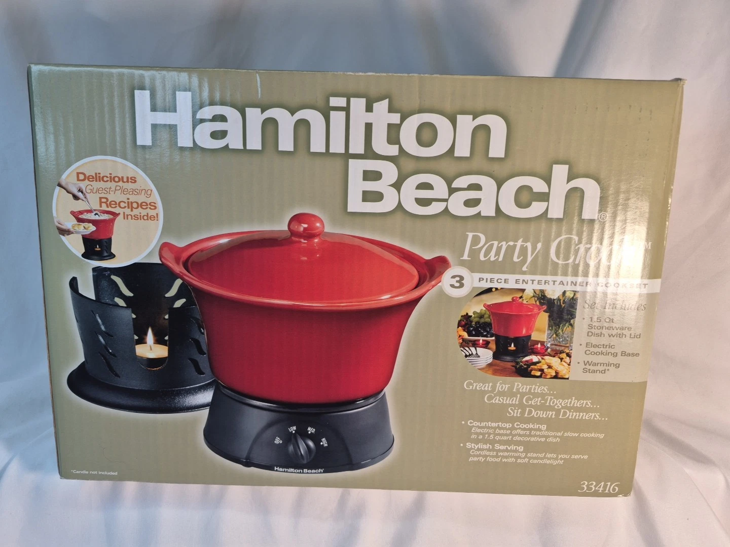 Hamilton Beach Party Crock RED Slow Cooker Warmer 1.5 Qt Entertaining NIB *2006