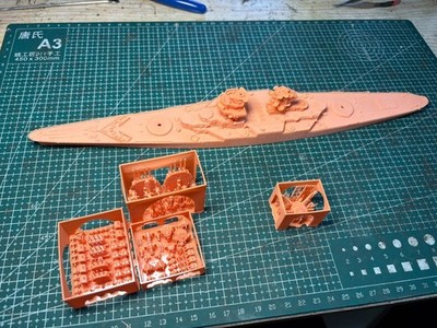 3D Printed 1/700 French Navy Battleship Gascogne waterline Unpainted Model