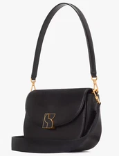 Kate Spade Dakota Medium Saddle Bag Black Leather KI476 Purse NWT $378 Retail