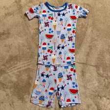 Little Sleepies Red White and Blue Summer Bamboo Pajama Set Kids 5/6