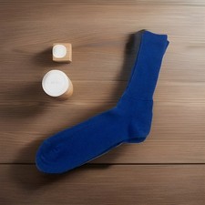 Unisex VTG Socks Crew Over The Calf Blue Striped Acrylic Blend 90s 10-13 80s