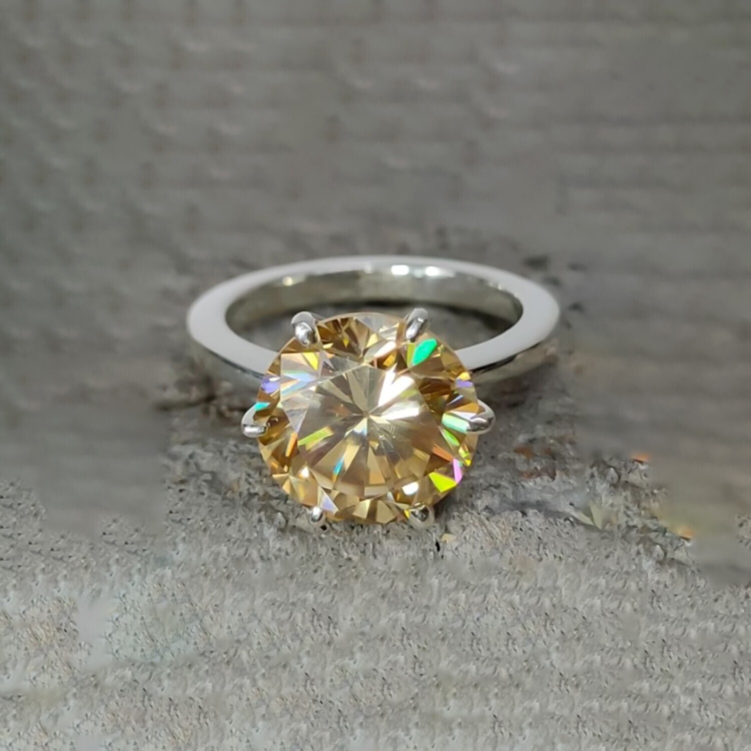 6.50 Ct Champagne Diamond Ring 925 Silver Prong Set Gift for Birthday