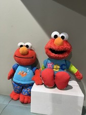 Bundle Of 2 HASBRO 13 plush Singing Elmo.ABC Elmo And So Sleepy Elmo VIDEO Flaw