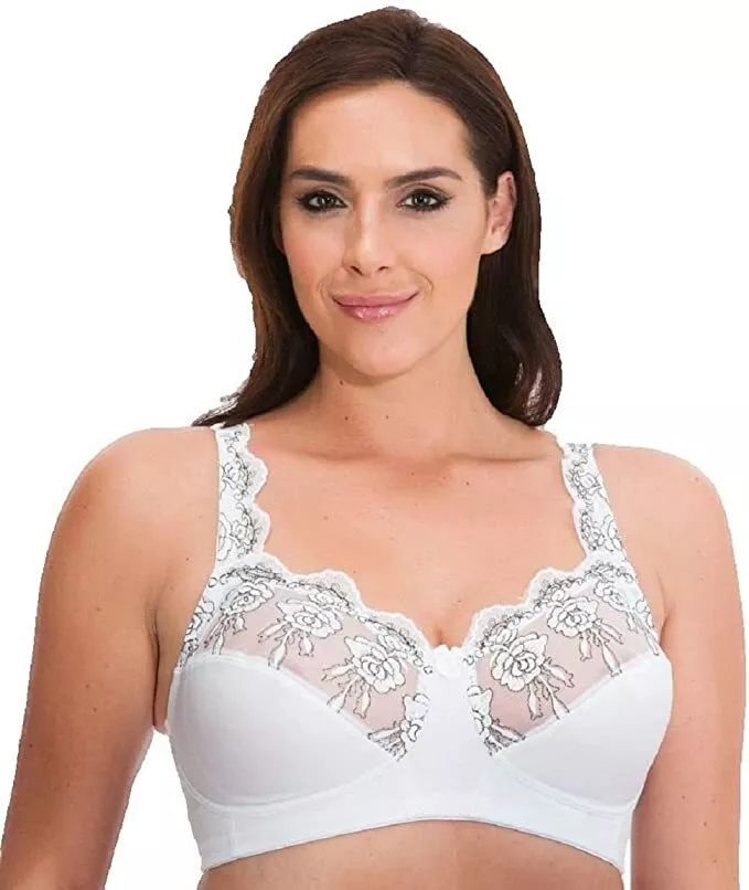 Fuller Bust Bra White Non Wired Soft Feminine Half Lace Cup CLEARANCE SALE  38E