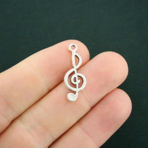 Bracciale Chiave di violino Argento catena Acciaio inox con ciondolo Uomo Donna - Immagine 3 di 4