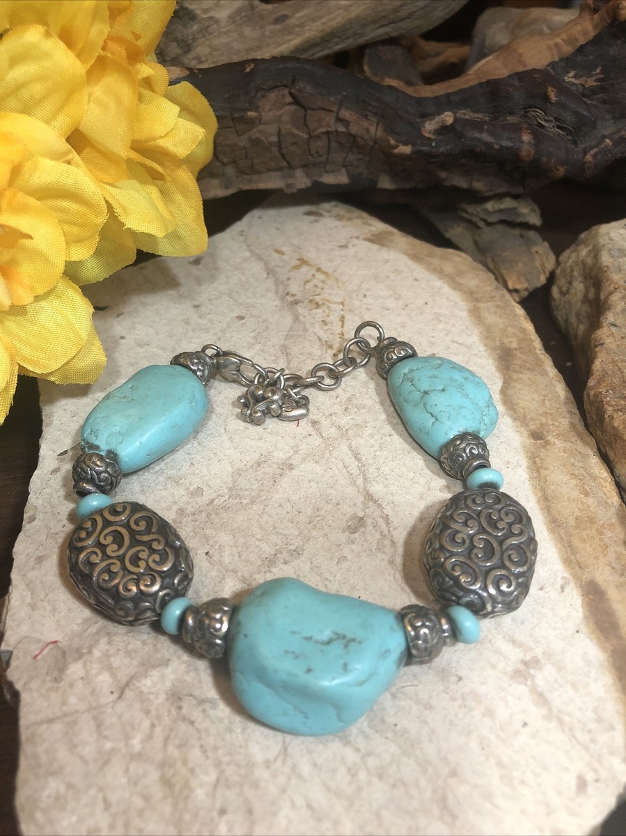 BRIGHTON Full Moon Rising Large Turquoise Stone Bracelet 1/2