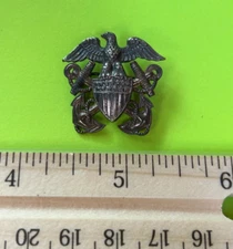 Vintage WWII US Navy Officer Military Pin Eagle/Anchor 