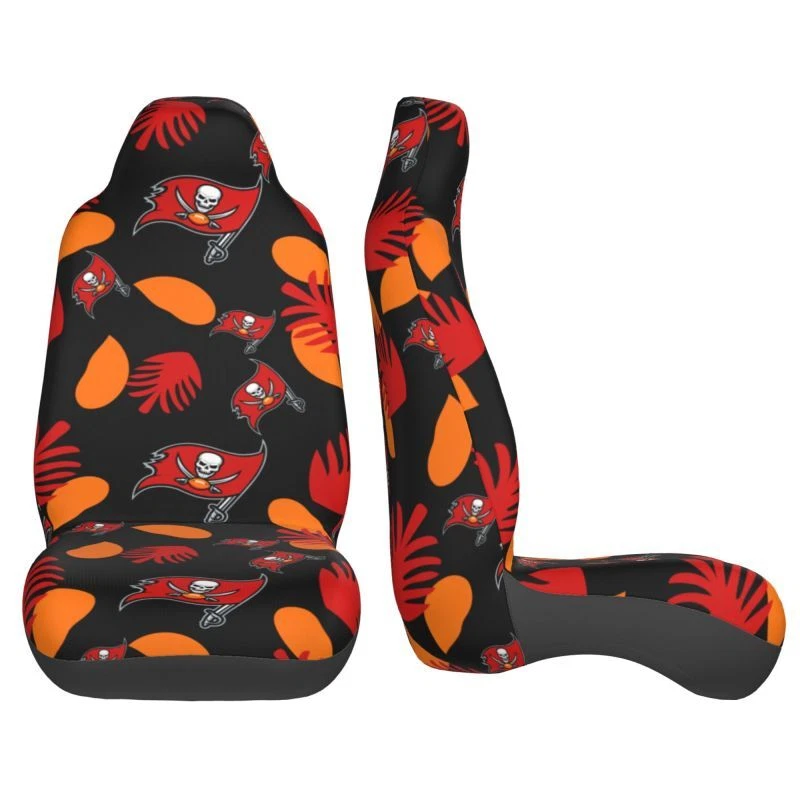2pcs Tampa Bay Buccaneers Elastic Car Seat Covers Front Rear Protectors Decor
