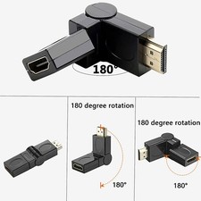 Adapter for HDMI Male to Female Right Angle Connector 90 180 270 360 degrees