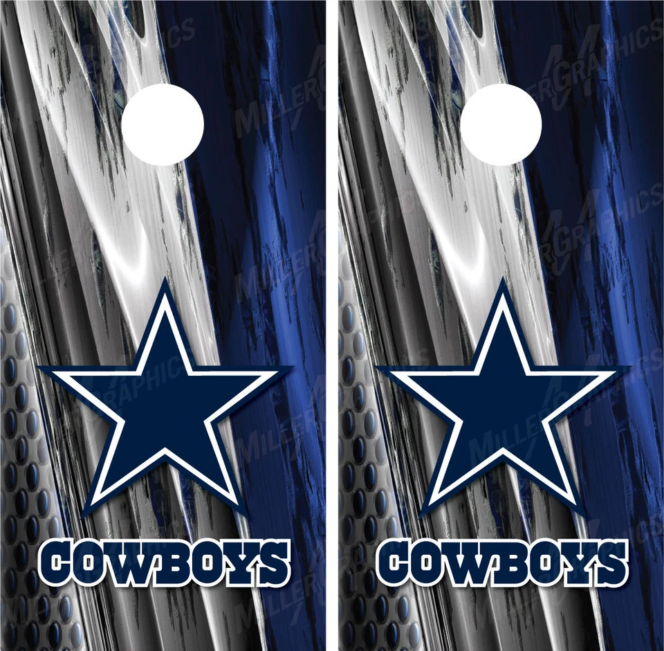 MILLER GRAPHICS Dallas Cowboys Ripped Metal Cornhole Board Decal Wrap Wraps