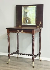 Vintage Jenny Lind Style Vanity With Fold Down Mirror 