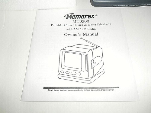 MEMOREX 5.5" BLACK & WHITE PORTABLE TELEVISION WITH AM/FM RADIO MT0500 - Picture 5 of 12