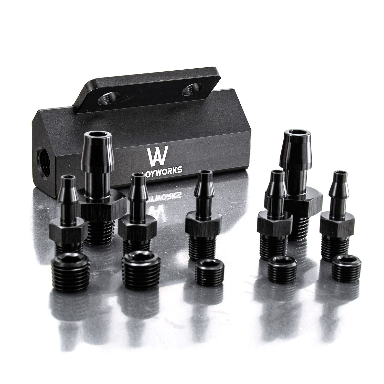 5 Port Car Vacuum Block Intake Manifold for Turbo Boost Fuel Gas Wastegate Black