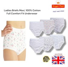 6-12 Pack Ladies Briefs Maxi, 100% Cotton Full Comfort Fit Underwear,