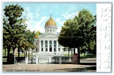 1905 State Capitol Building Entrance Montpelier Bethel Vermont VT Postcard