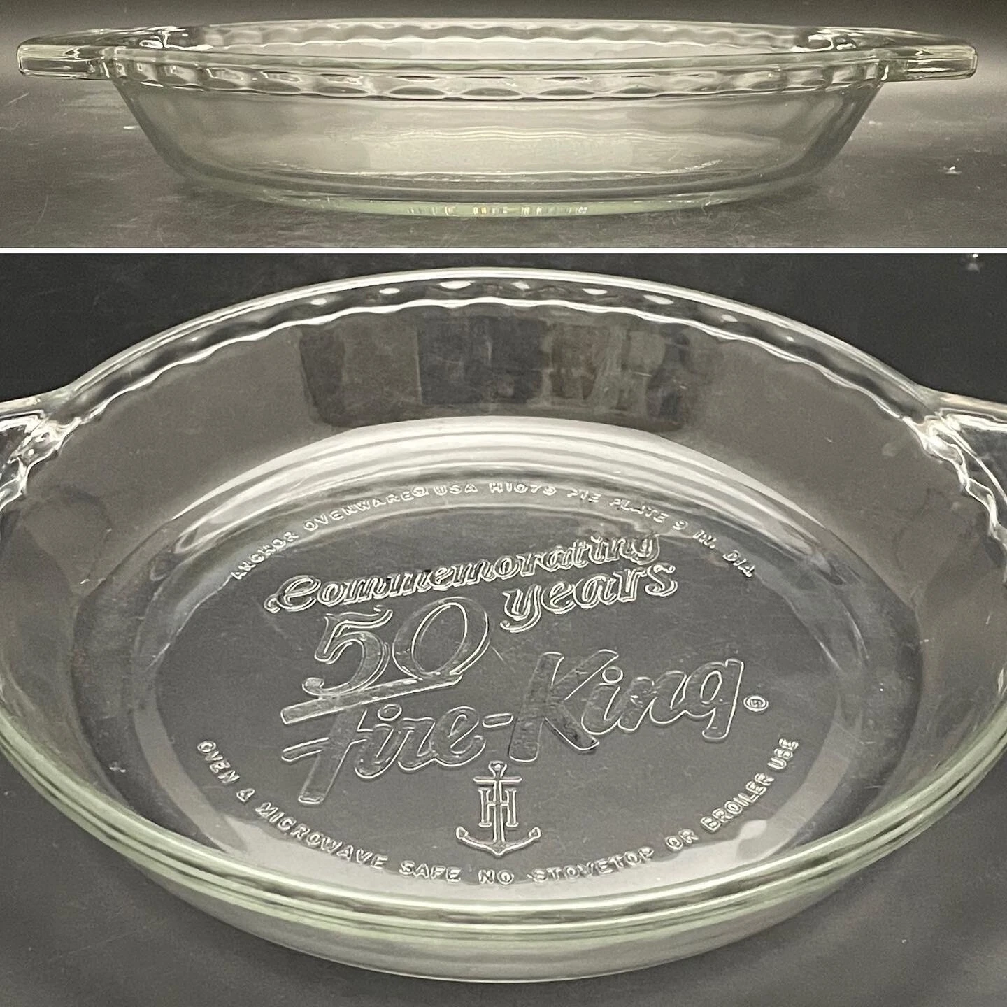 Fire King N1075 Commemorative 50th Anniversary Pie Plate 1992 Made in USA 9.5"d