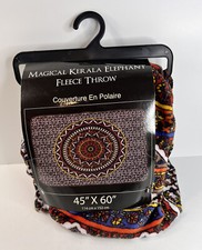 Magical Kerala Elephant Lightweight Fleece Throw Blanket  45 x 60 Inches