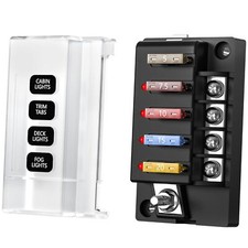 12V Waterproof Fuse Block with LED Indicator 4 Circuits for Marine/Vehicle