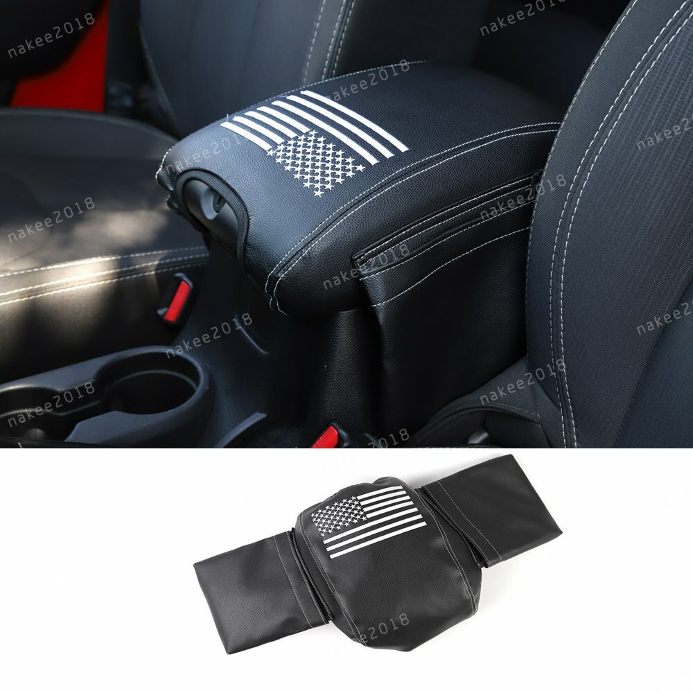 Black Fabric Armrest Pad Cover For Center Console – Fits Jeep Wrangler JK 2011+ 2 & 4 Door