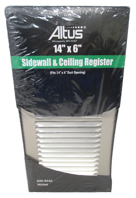 Altus Sidewall & Ceiling Register Fits 14'' x 6'' Duct Opening Nickel Metal Finish