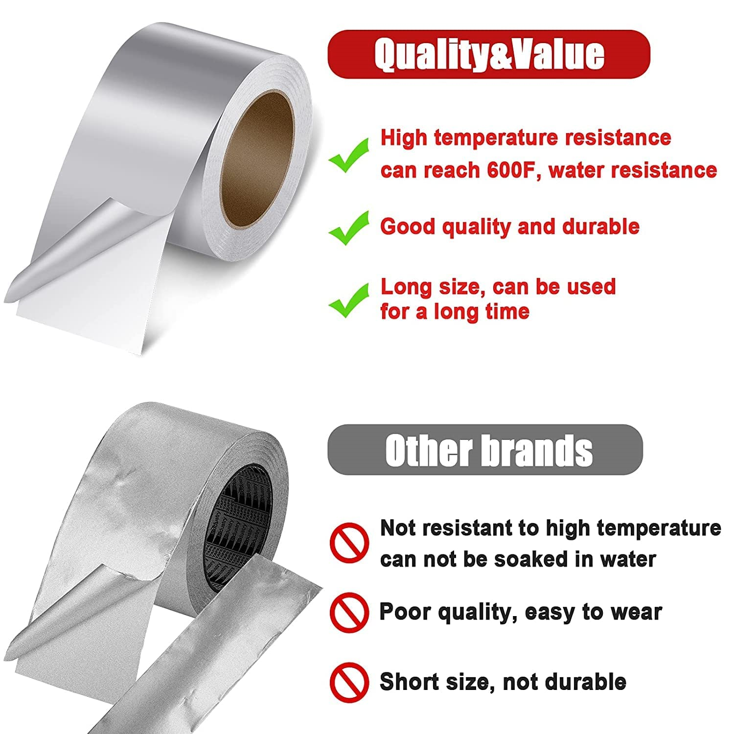 Gladiator® Aluminium Tape 50mm x 10m Highly Adhesive Aluminium Foil
