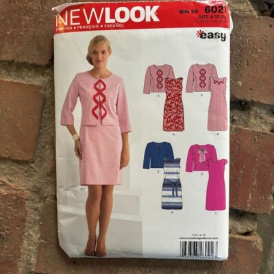 NEW LOOK 6021 Easy Dress Jacket Pattern 10-22 Uncut