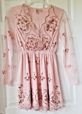 peach lace dress h&m Women's Light peach pink Lace-Detail Cotton Dress