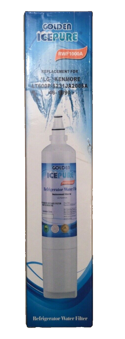 New Golden Icepure RWF1000A Refrigerator Water Filter for LG Kenmore BPA-Free