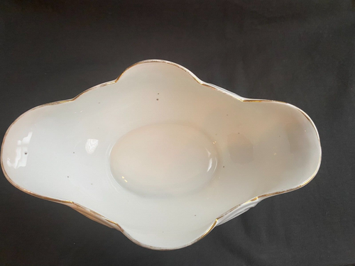 Germany Zeh Scherzer red mark oval scalloped gravy sauce boat 1904-1908 floral - Picture 6 of 7