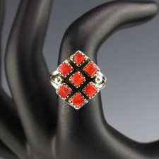 NATIVE AMERICAN NAVAJO STERLING SILVER SPINY OYSTER RING