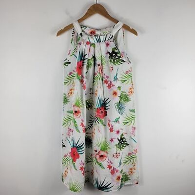 New Bellambra Linen Hawaiian Tropical Floral Sleeveless A Line