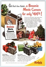 1951 CHRISTMAS KODAK BROWNIE MOVIE CAMERA Vtg 6.5"X10" Magazine Ad 1950's M656