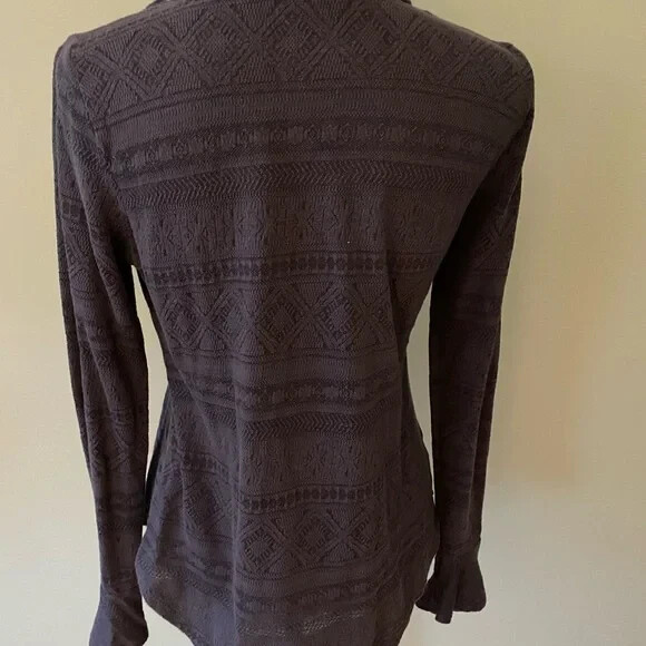 Dark Gray Patterned Long Sleeve Top - image 2
